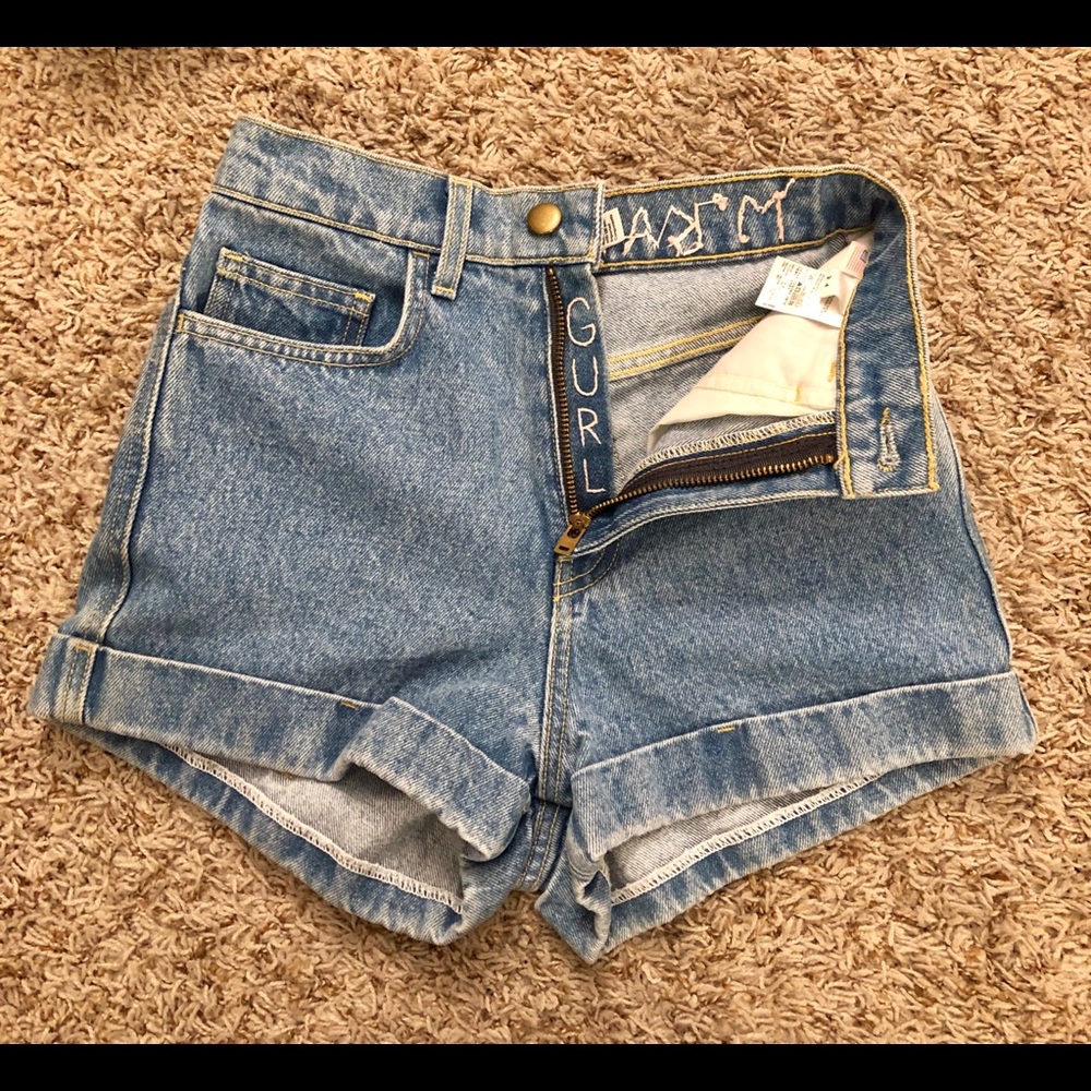 EMBROIDERED AMERICAN APPAREL High Waisted Shorts
